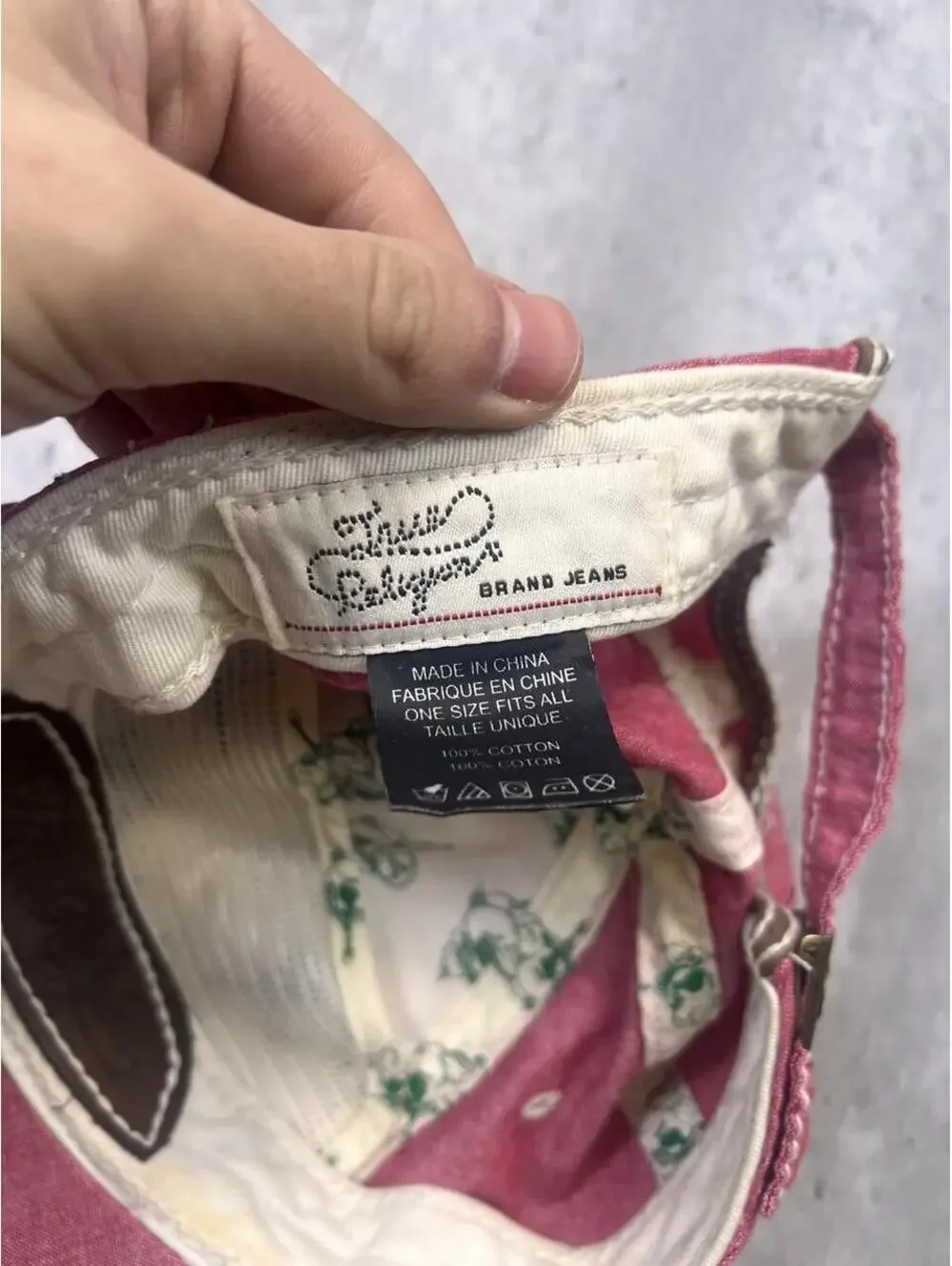 Y2K True Religion Horseshoe Pink Distressed Hat